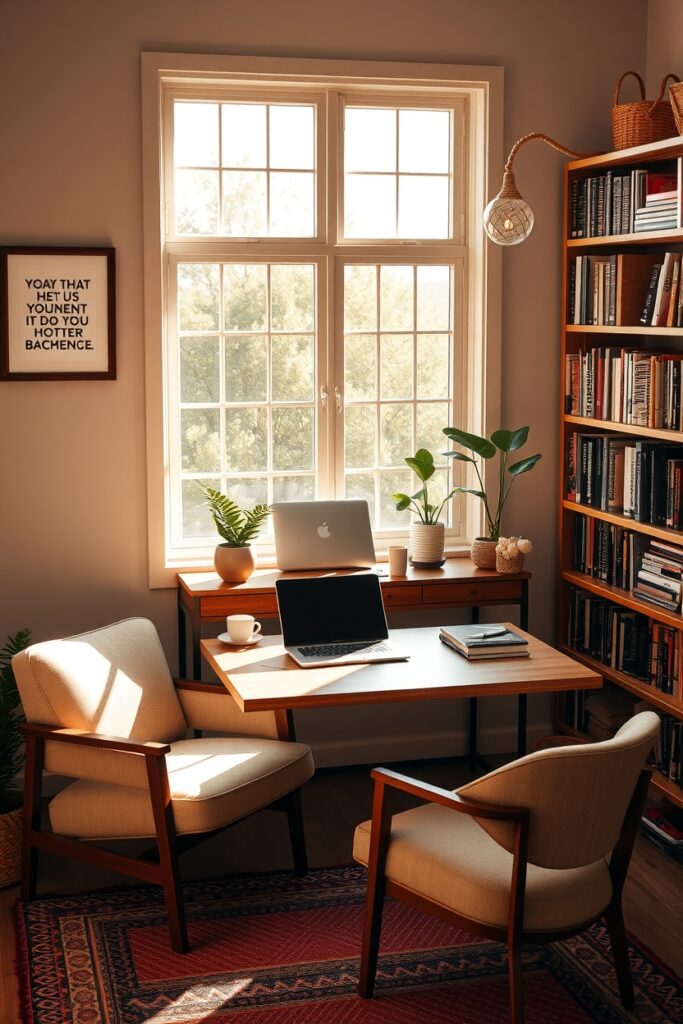 A Cozy Home Office Lifestyle Setup – free AI stock image
