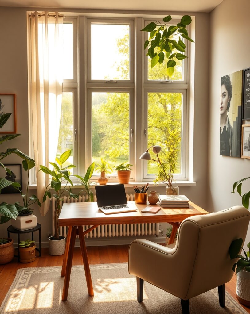 A Cozy Home Office with Nature Views – free AI stock image