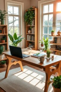 A Cozy Home Office with Greenery – free AI stock image