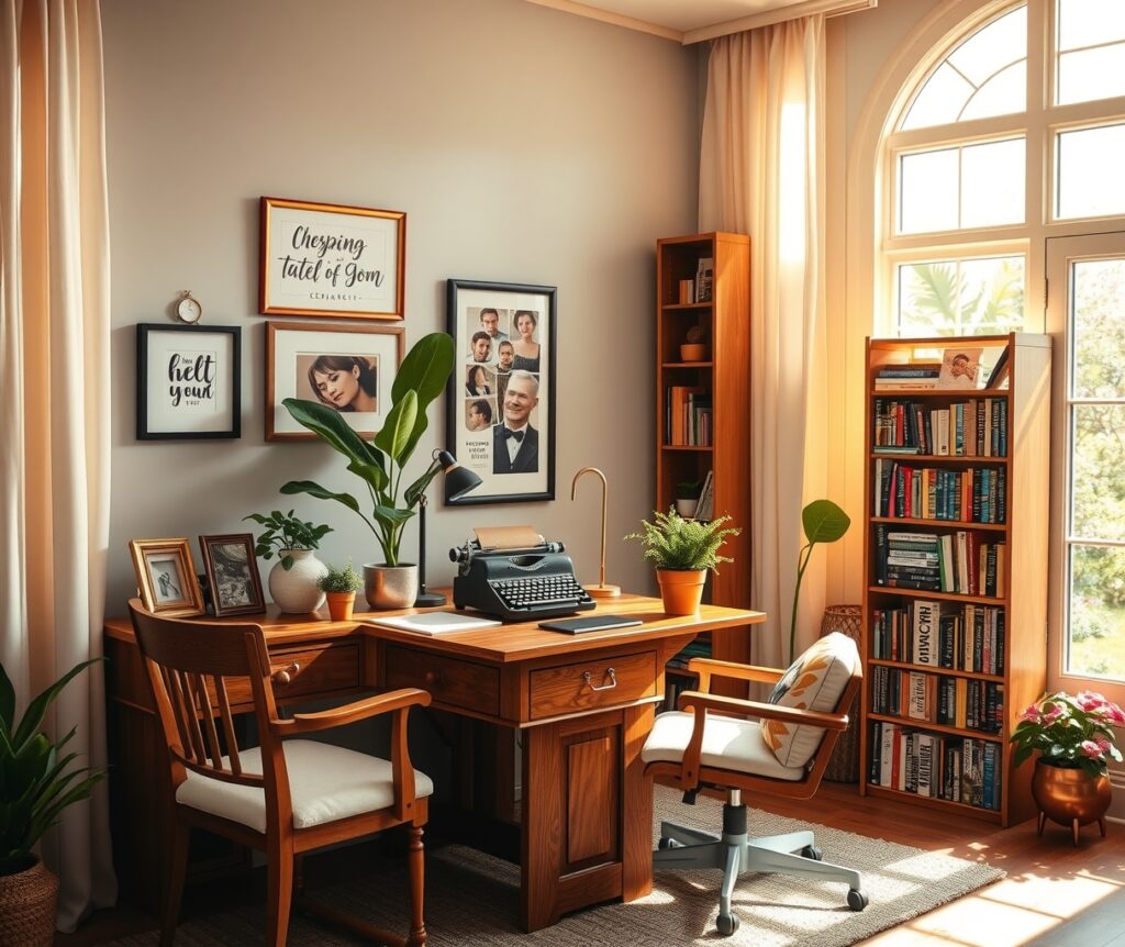 Cozy Home Office with Inspiring Decor – free AI stock image