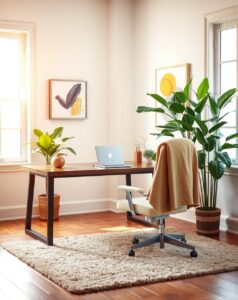 Cozy Home Office with Modern Decor – free AI stock image