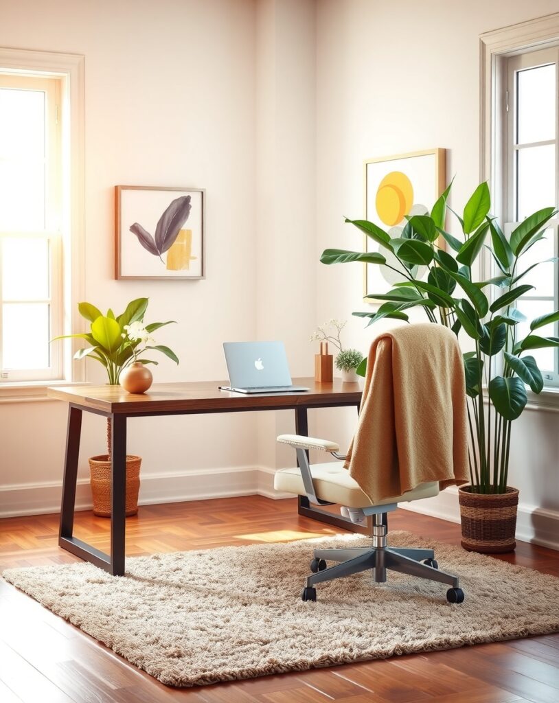 Cozy Home Office with Modern Decor – free AI stock image