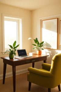 Cozy Home Office with Modern Decor – free AI stock image