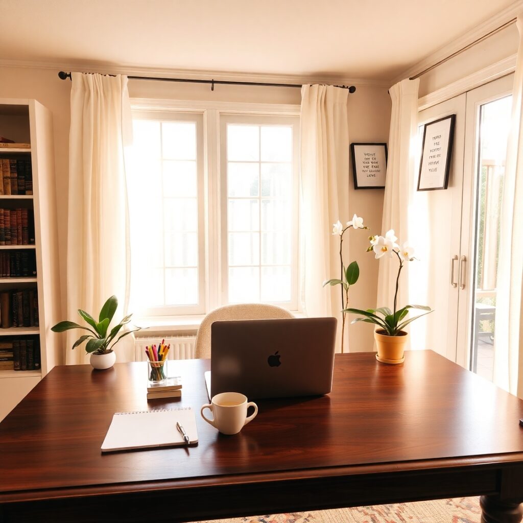 A Cozy Home Office with Natural Light – free AI stock image