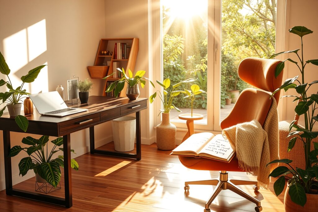 Cozy Home Office with Natural Light – free AI stock image