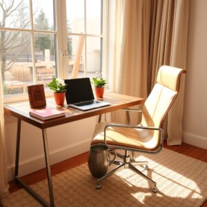 Cozy Home Office with Natural Light – free AI stock image