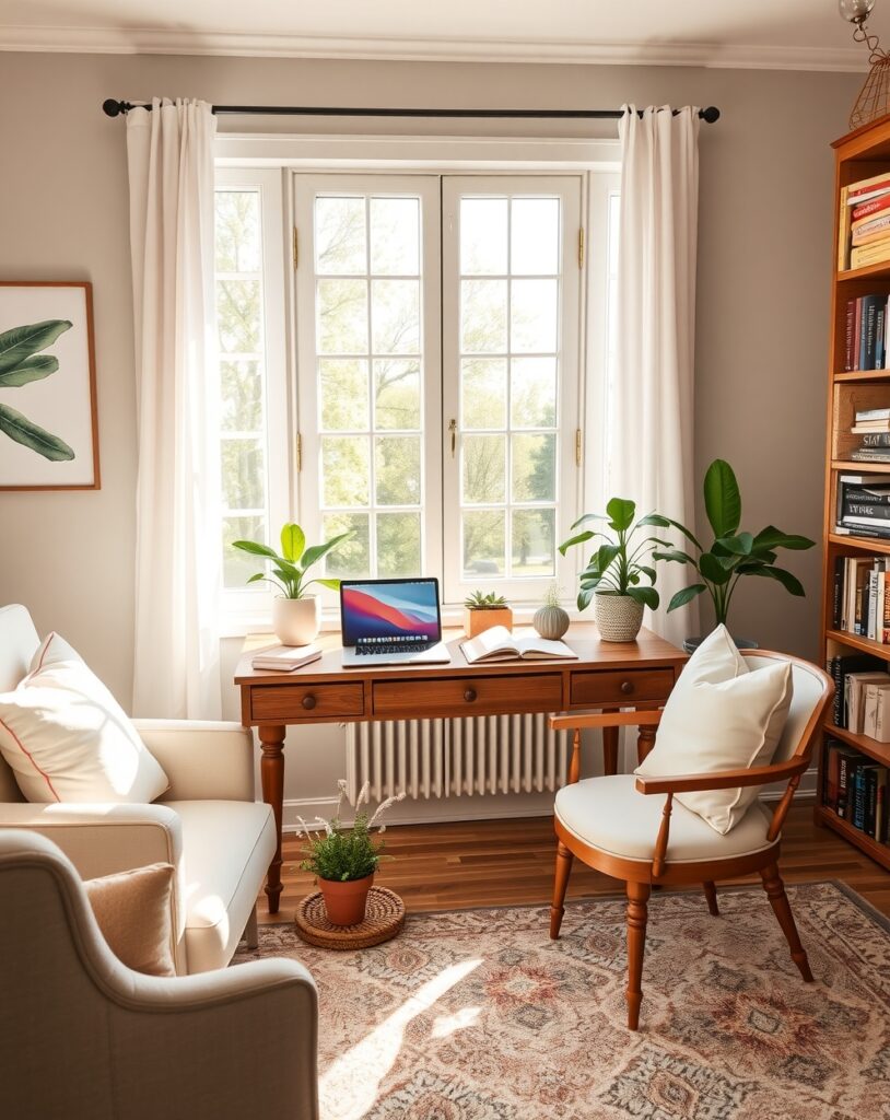 Cozy Home Office with Natural Light – free AI stock image
