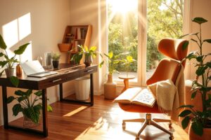 Cozy Home Office with Natural Light – free AI stock image