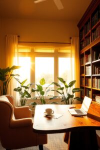 Cozy Home Office with Natural Light – free AI stock image