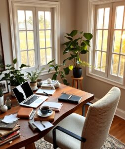 Cozy Home Office with Natural Light – free AI stock image