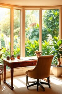Cozy Home Office with Nature View – free AI stock image
