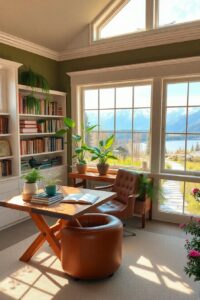 Cozy Home Office with Scenic Views – free AI stock image