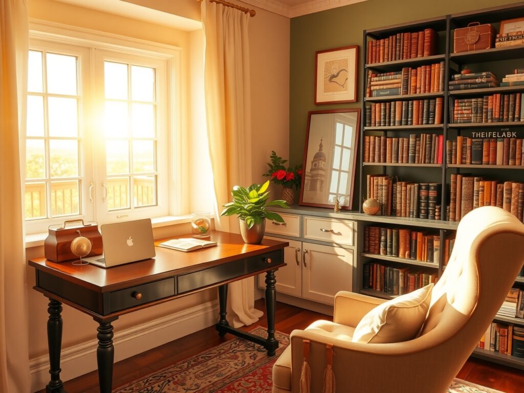Cozy Home Workspace in Bright Natural Light – free AI stock image