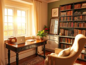 Cozy Home Workspace in Bright Natural Light – free AI stock image