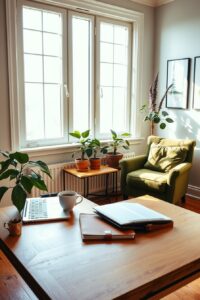 Cozy Home Workspace with Natural Light – free AI stock image