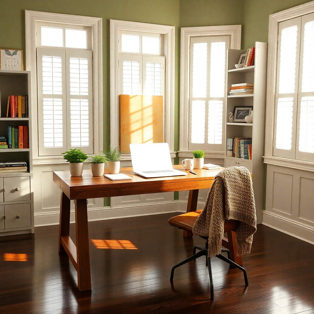 Cozy Home Workspace with Natural Light – free AI stock image