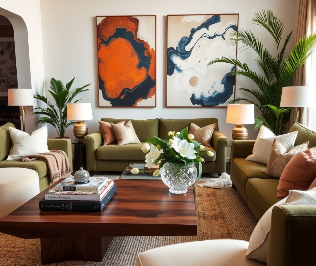 Cozy Living Room with Modern Décor – free AI stock image