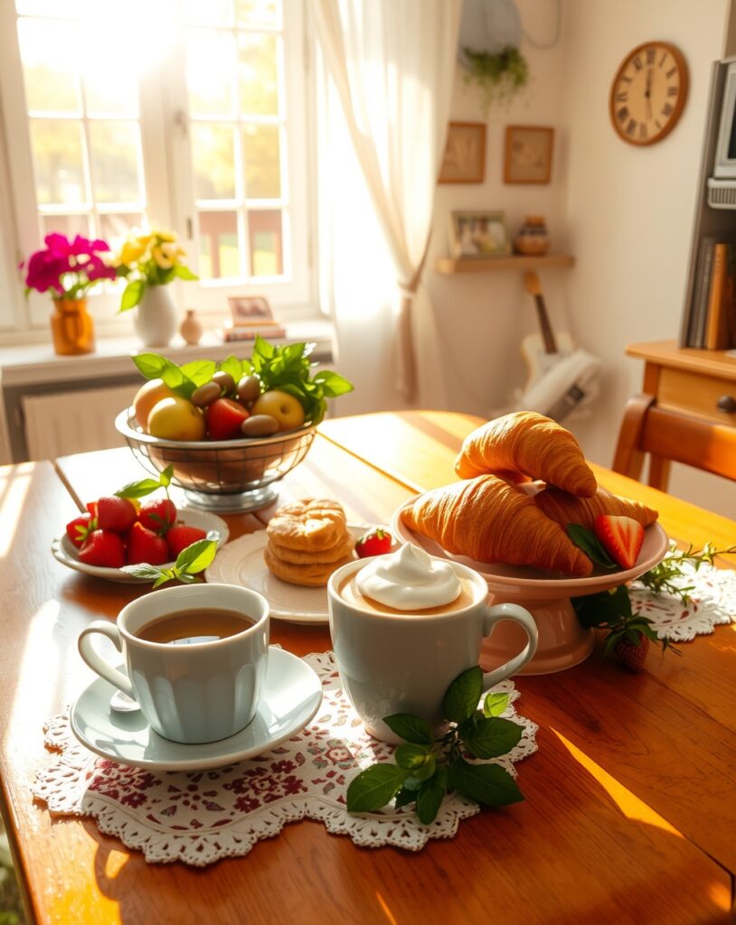 Cozy Morning Breakfast in Sunlit Kitchen – free AI stock image