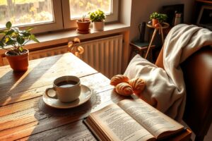 Cozy Morning Coffee Routine at Home – free AI stock image