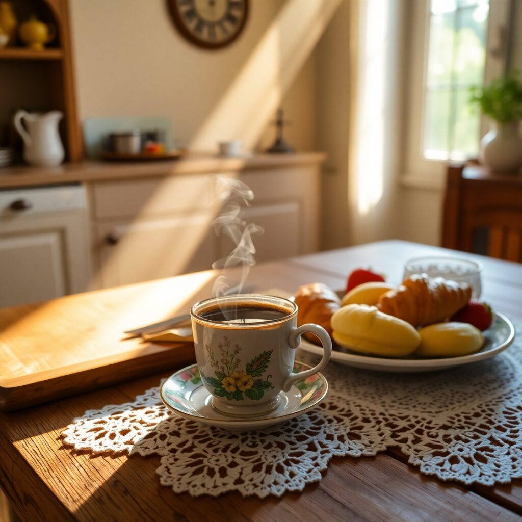 A Cozy Morning Coffee Routine at Home – free AI stock image