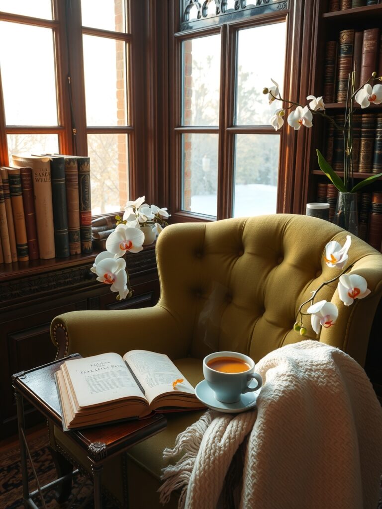 A Cozy Morning Ritual with Coffee and Books – free AI stock image