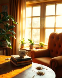 A Cozy Morning with Coffee and Books – free AI stock image