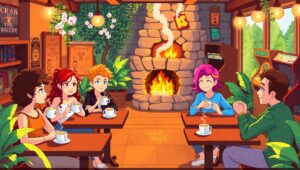 Cozy Pixel Café Scene – free AI stock image
