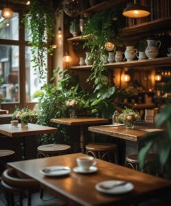 Cozy Rustic Cafe with Warm Atmosphere – free AI stock image