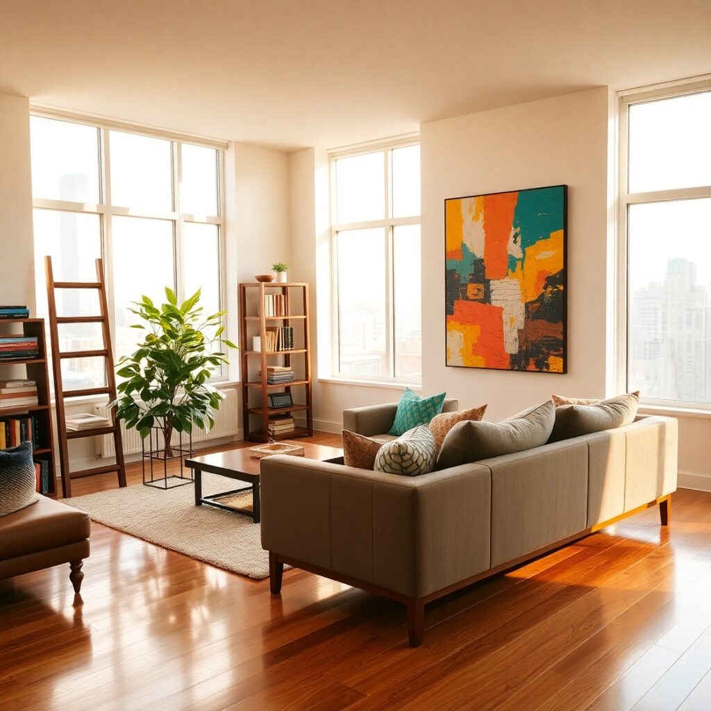 Cozy Urban Apartment Living Space – free AI stock image