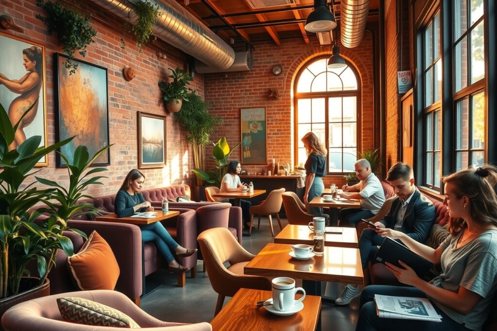 Cozy Urban Cafe Lifestyle Scene – free AI stock image
