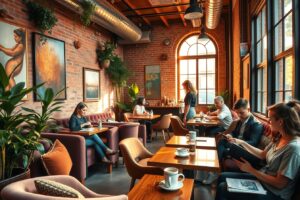 Cozy Urban Cafe Lifestyle Scene – free AI stock image