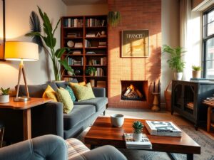 Cozy Urban Living Room Scene – free AI stock image