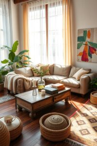 Cozy Urban Living Room with Plants – free AI stock image