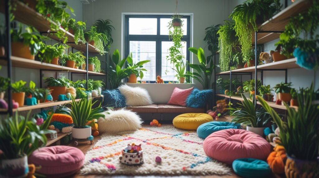 Cozy Urban Pet Retreat with Greenery – free AI stock image