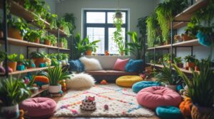Cozy Urban Pet Retreat with Greenery – free AI stock image