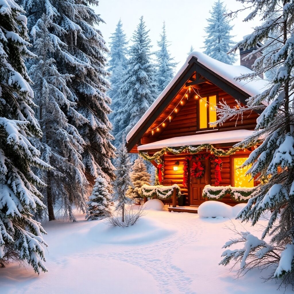 Cozy Winter Cabin by the Fire – free AI stock image