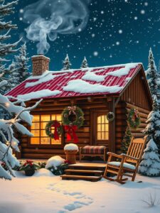 Cozy Winter Cabin During Holiday Season – free AI stock image