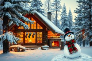 Cozy Winter Cabin During Holiday Season – free AI stock image