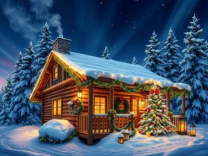 A Cozy Winter Cabin During the Holidays – free AI stock image