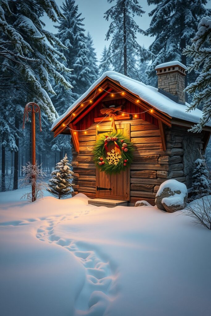 A Cozy Winter Cabin During the Holidays – free AI stock image