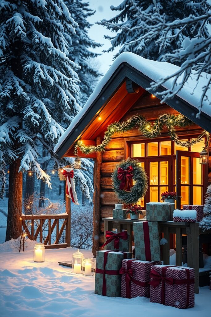 Cozy Winter Cabin During the Holidays – free AI stock image