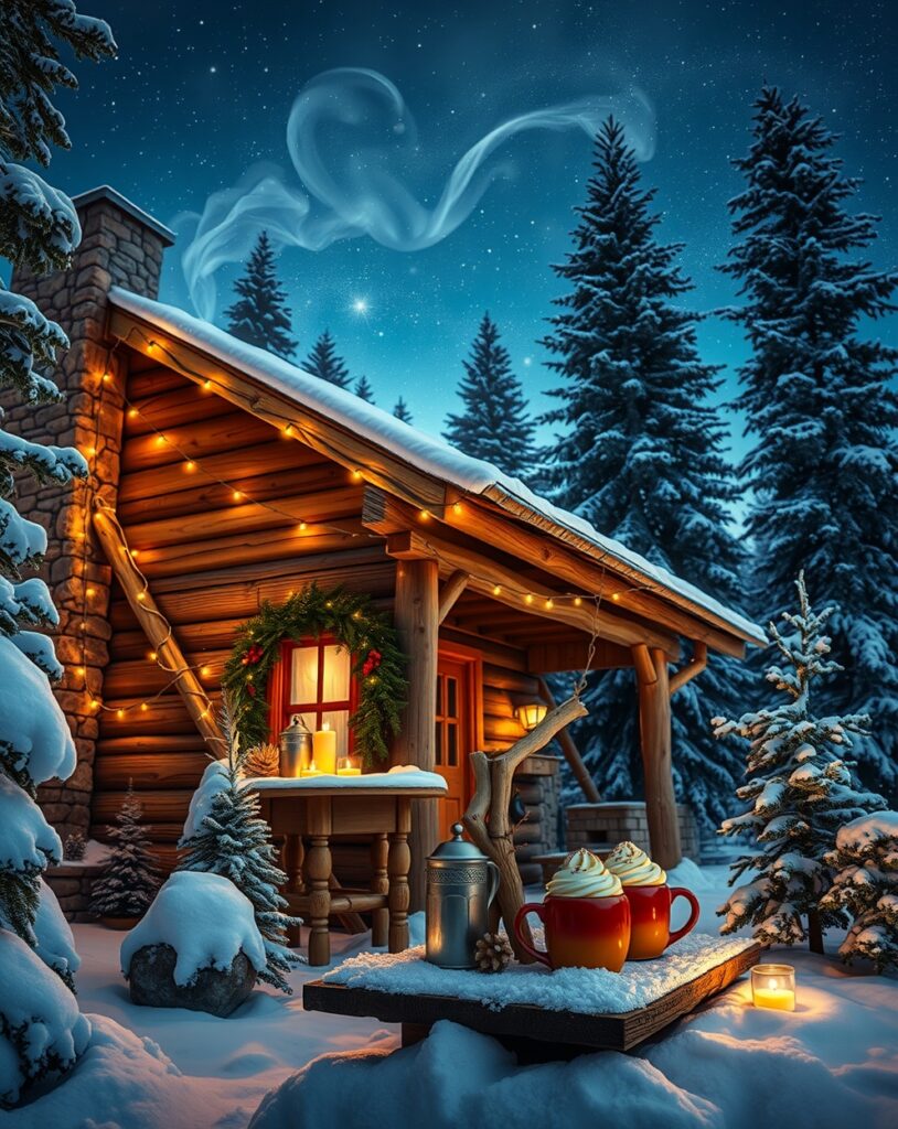 A Cozy Winter Cabin During the Holidays – free AI stock image