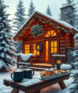 Cozy Winter Cabin for Holiday Gatherings – free AI stock image