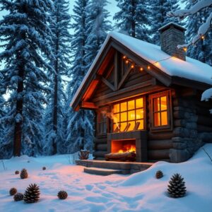 Cozy Winter Cabin for Holiday Retreat – free AI stock image