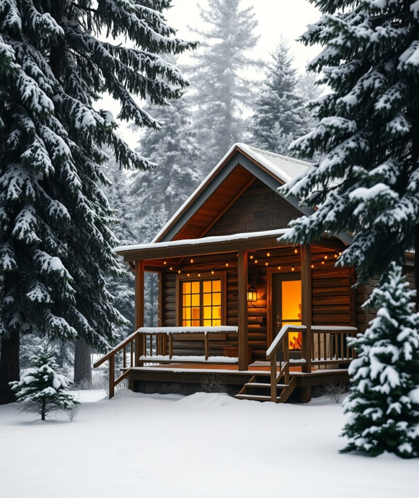 Cozy Winter Cabin for Holiday Retreat – free AI stock image