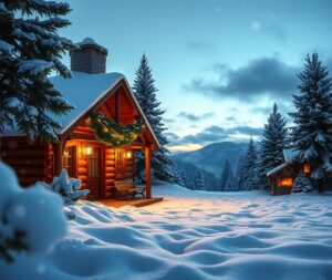 Cozy Winter Holiday Cabin Escape – free AI stock image
