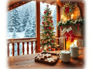 A Cozy Winter Holiday Scene With Snow – free AI stock image