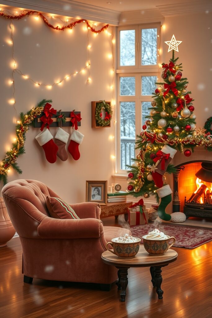 Cozy Winter Holidays by the Fire – free AI stock image
