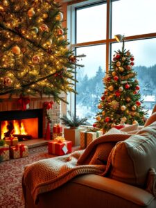 Cozy Winter Holidays by the Fireplace – free AI stock image