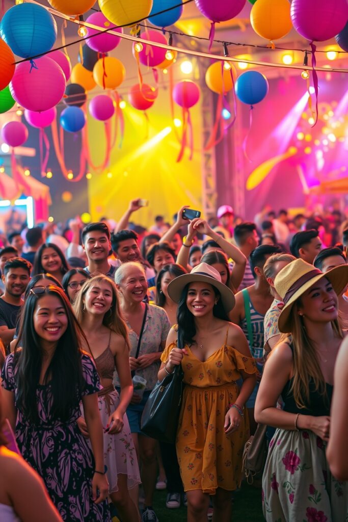 Crowd Enjoying a Vibrant Music Festival – free AI stock image